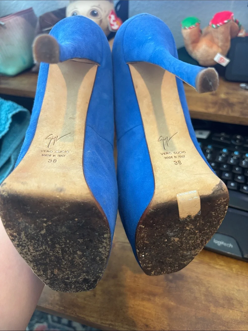 Giuseppe Zanotti Electric Blue Suede Platform Stiletto Pumps